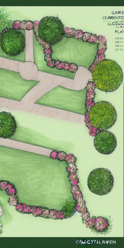 Image similar to highly technical garden plan, overhead plan sketch, garden design by charlotte rowe