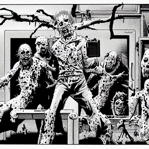 Prompt: zombie apocalypse by richard corben, detailed