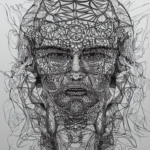 Prompt: burning man, detailed intricate sketch, 4k, illustration, cross hatched, black ink on white paper