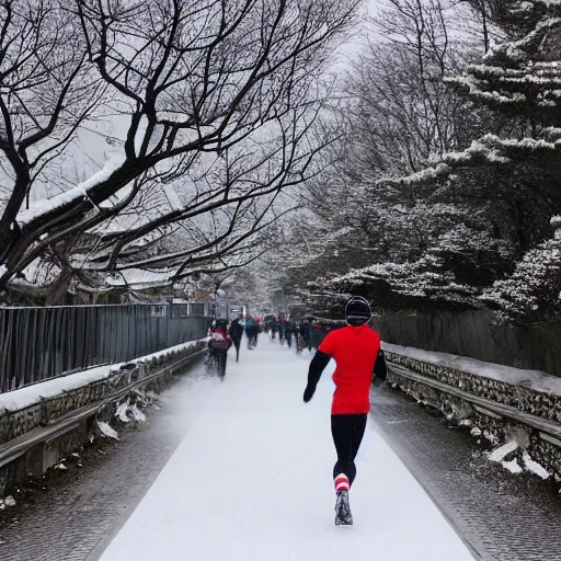 Image similar to enoden running in the snow near shonan kaigan koen station, throwback,