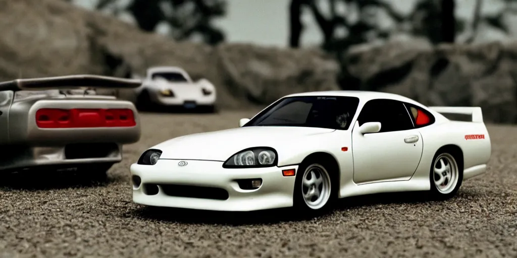 Image similar to The Fast and the Furious, 2001, Toyota Supra, 1994, 1995, 1996, 1997, 1998, Hot Wheels, cinematic, 8k, depth of field, bokeh.