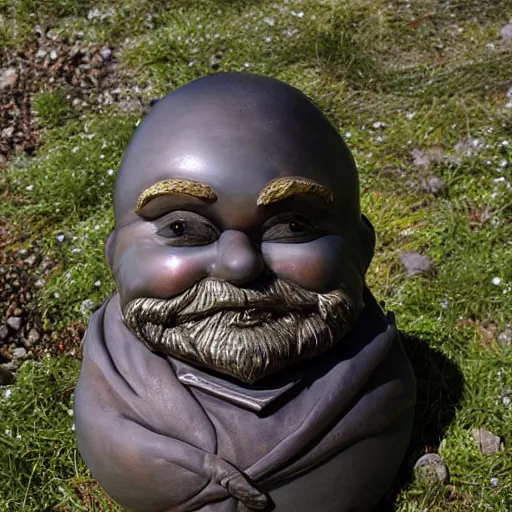 Prompt: magnificent sculpture of famous karelian bald gnome, well lighted, high detail photo