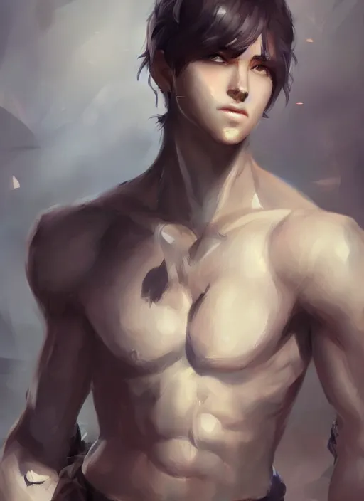 Image similar to detailed beautiful male character art, concept art, depth of field, on amino, by sakimichan patreon, wlop, weibo, bcy. net, bcy high quality art on artstation.