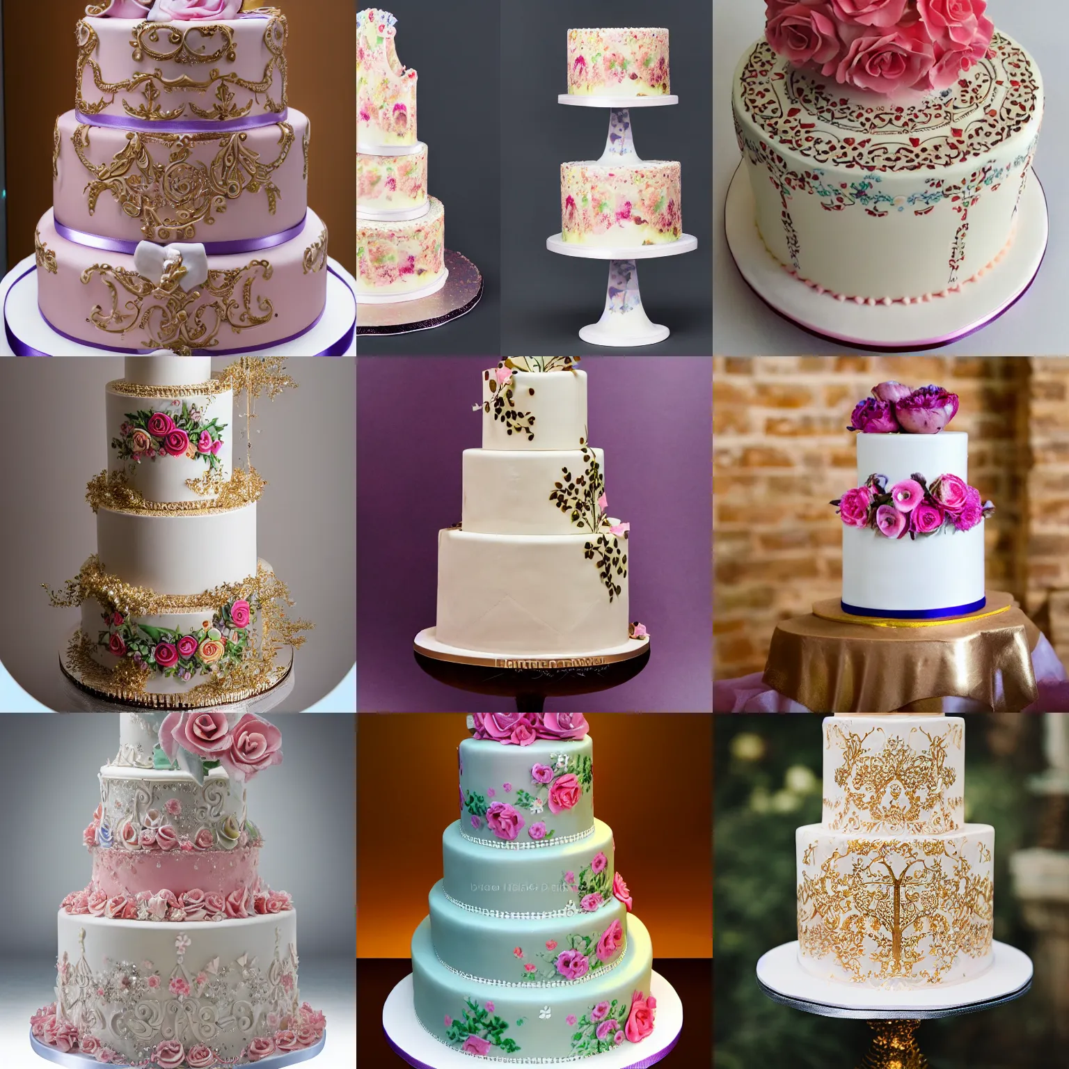 Prompt: a high-quality photograph of a beautiful and magical cake, made in a never-before-seen style, many detailed designs.