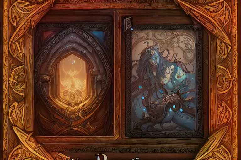 Image similar to book decorative border frame, d & d, fantasy, intricate, elegant, highly detailed, digital painting, artstation, illustration, hearthstone