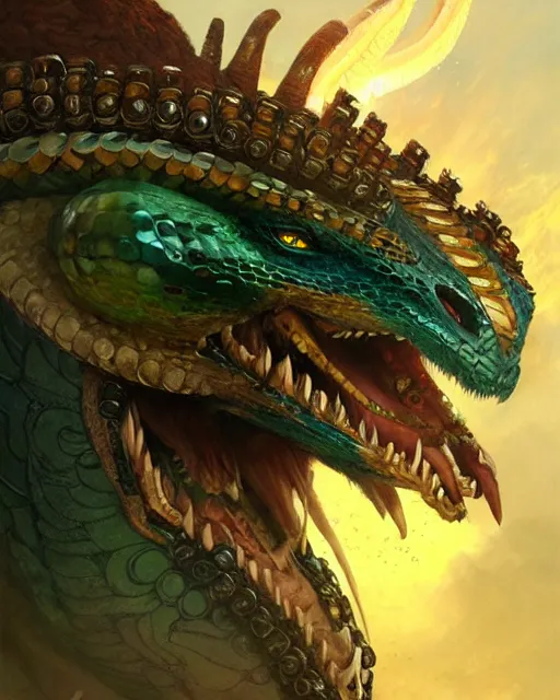 Image similar to fierce and deadly quetzalcoatl, fantasy character portrait, ultra realistic, concept art, intricate details, highly detailed by greg rutkowski, gaston bussiere, craig mullins, simon bisley