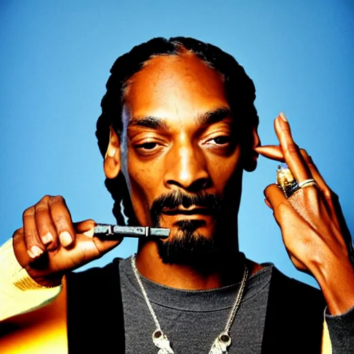 Prompt: photo of Snoop Dogg smoking a blunt for a 1990s sitcom tv show poster, Studio Photograph, portrait,