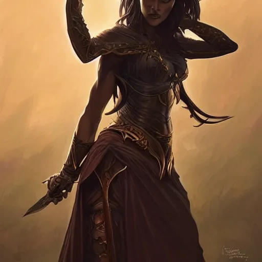 Image similar to Female Dark Elf casting a spell in a dynamic pose, D&D, fantasy, intricate, elegant, highly detailed, digital painting, artstation, concept art, matte, sharp focus, illustration, Arcane, art by Artgerm and Greg Rutkowski and Alphonse Mucha