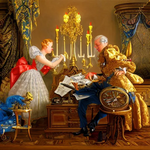 Prompt: giving advice for stock market, Realistic, Regal, Refined, Detailed Digital Art, Michael Cheval, Walt Disney (1937), François Boucher, Oil Painting, Steampunk, Highly Detailed, Cinematic Lighting, Unreal Engine, 8k