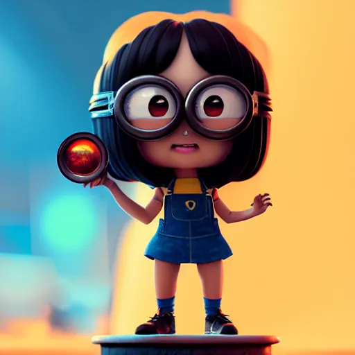 Image similar to minion funko pop, by tom bagshaw and ilya kuvshinov, rtx rendering, octane render 1 2 8 k, maya, extreme high intricate details by wlop, digital anime art by ross tran, medium shot, composition by sana takeda, dramatic lighting by greg rutkowski