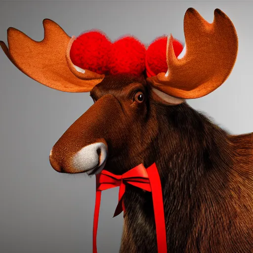 Prompt: a photo realistic moose dressed as a clown, 8 k, high detail, 8 0 mm, good lighting