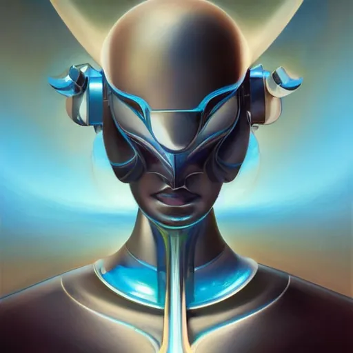 Image similar to scifi futurism automaton minimalism chrome by peter mohrbacher art Hajime Sorayama airbrush hyperrealism model abstract shatter fragments cubism futurism pastel blue soft flat minimal minimalism portrait face jackson pollock ukiyo-e lithograph mark ruthko swirl escape noise shimmer glow paint