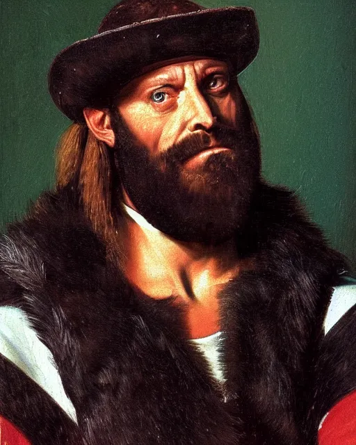 Image similar to a portrait of macho man randy savage painted by caravaggio, oil painting, highly detailed