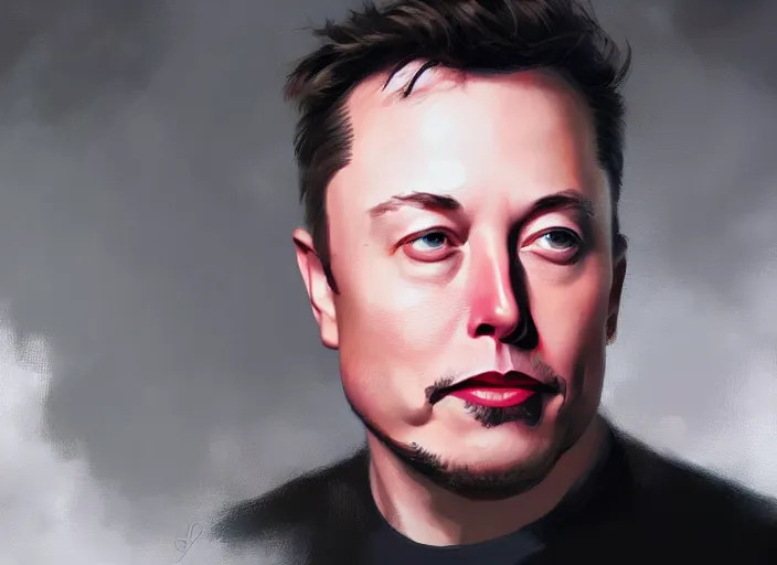 Image similar to concept art of portrait of Elon Musk, oil painting by Jama Jurabaev, extremely detailed, brush hard, artstation, for AAA game, high quality