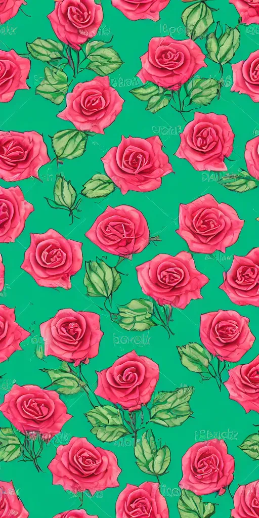 Image similar to seamless pattern of beautiful roses with leaves and throns, colourful, symmetrical, repeating 35mm photography