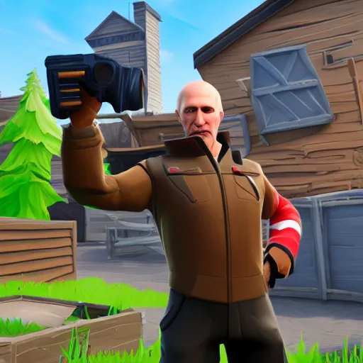 Image similar to vladimir putin as fortnite character, gameplay screenshot