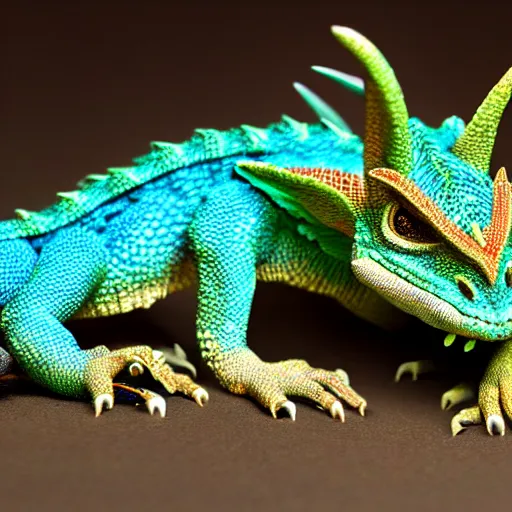 Image similar to photo of a scaly dragon puppy