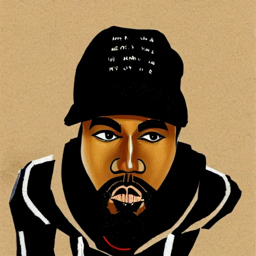 Prompt: a full body drawing of Kanye West in the style of Hideaki Anno, animation, concept art