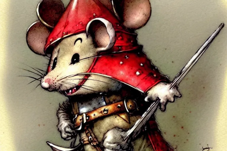 Prompt: adventurer ( ( ( ( ( anthropomorphic fantasy mouse knight. muted colors. ) ) ) ) ) by jean baptiste monge!!!!!!!!!!!!!!!!!!!!!!!!! chrome red