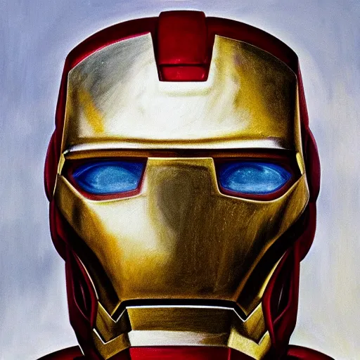 Prompt: high quality high detail painting by lucian freud, hd, portrait of iron man, photorealistic lighting