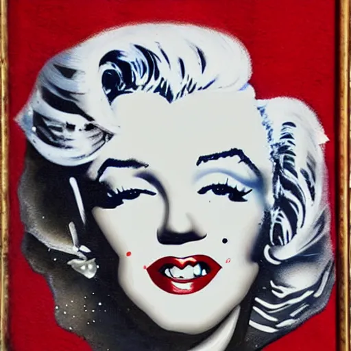 Prompt: a mixed media painting of Marilyn Monroe