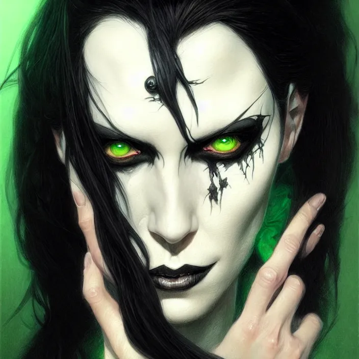 Prompt: portrait of death from sandman, black hair, green eyes, elegant, real life skin, intricate artwork, high detailed, artstation, concept art, smooth, sharp focus, art by artgerm and greg rutkowski @ ruprechy