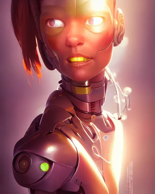 Image similar to weta disney pixar movie still portrait photo of cyborg woman by pixar, by weta, wlop, ilya kuvshinov, rossdraws, artgerm, maxim cover, latex, sweaty, iridescent, bright morning, anime, liosh, mucha