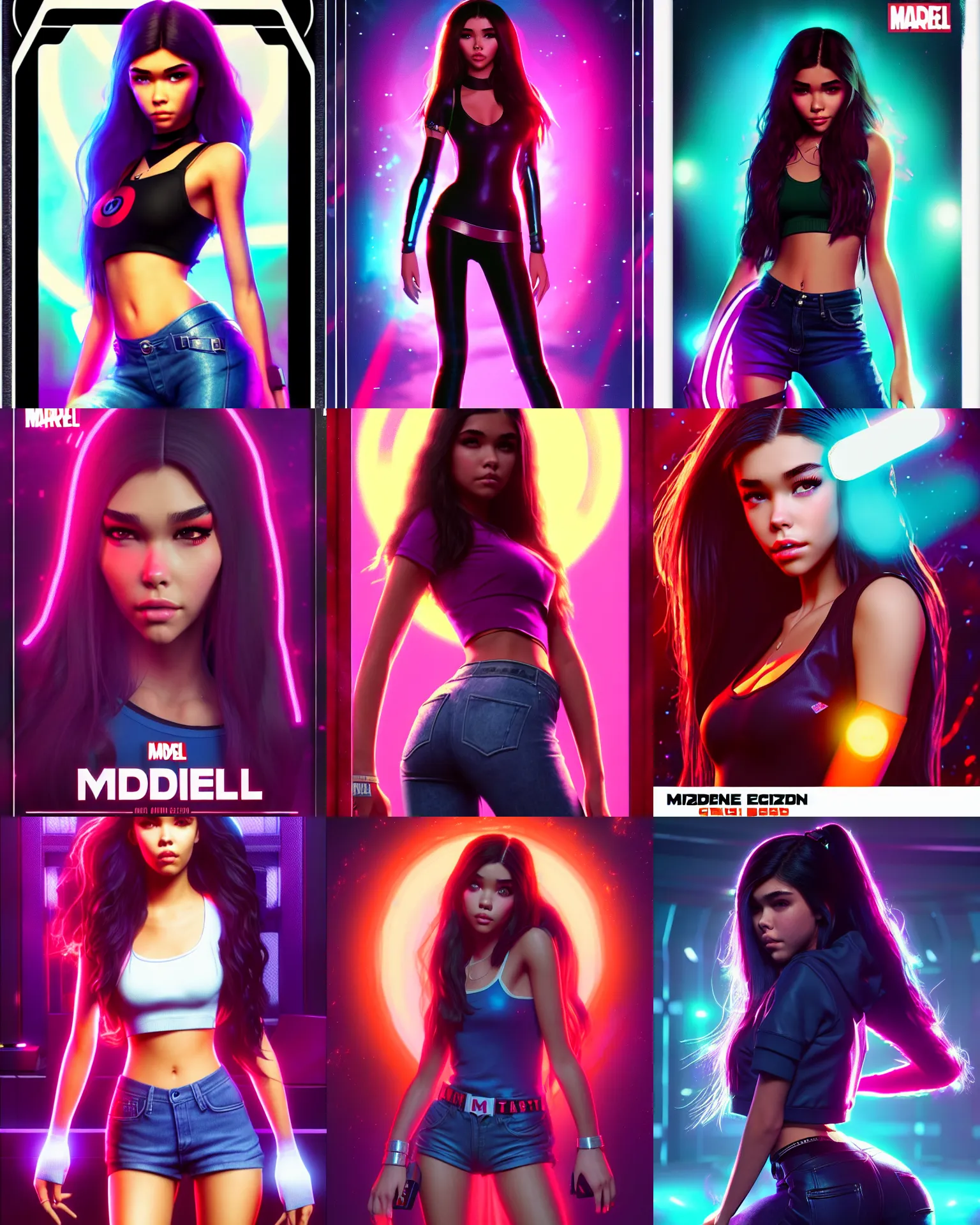 Prompt: madison beer : : college girl : : as discogirl by marvel trading card : : by greg rutkowski, wlop, unreal engine, sweaty 4 k, hdr, : :