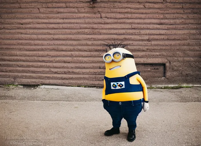 Image similar to portrait of a minion, Photographed with Leica Summilux-M 24 mm lens, ISO 100, f/8, Portra 400