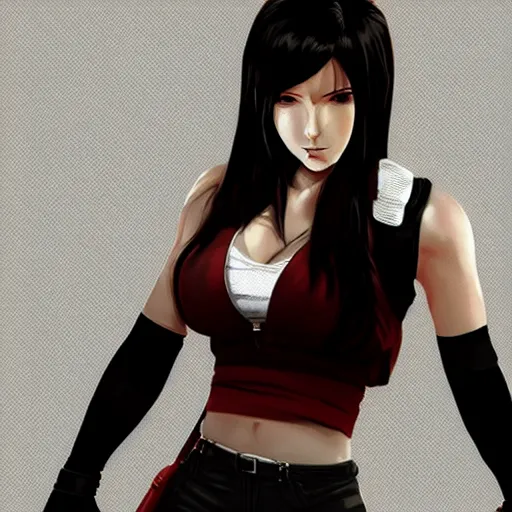 Image similar to tifa lockhart, digital art, artstation