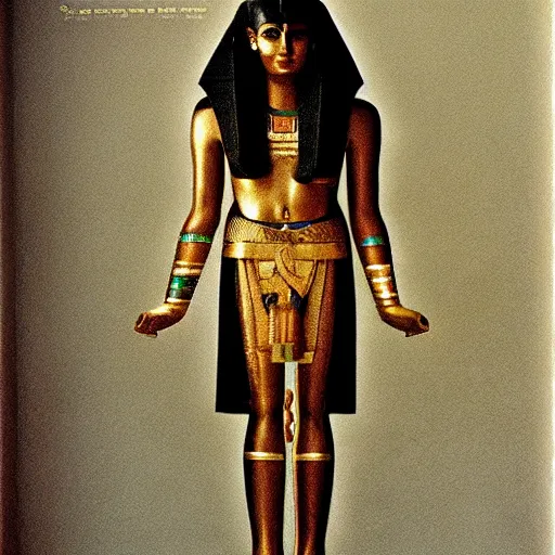 Image similar to portrait of egyptian god osiris, annie leibovitz