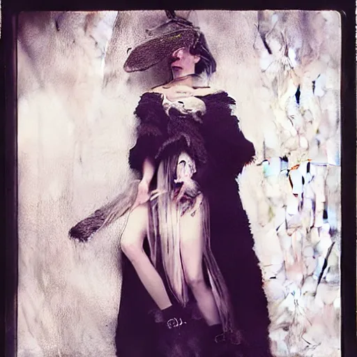 Image similar to kodak portra 4 0 0, wetplate, photo of a surreal artsy dream scene,, girl, weird fashion, extravagant dress, photographed by paolo roversi style