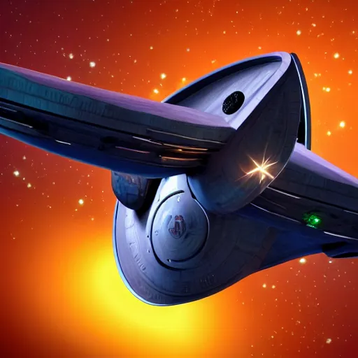 Image similar to star trek USS enterprise in Rococo style, symmetry, parametric, 8k, HDR, CG Society