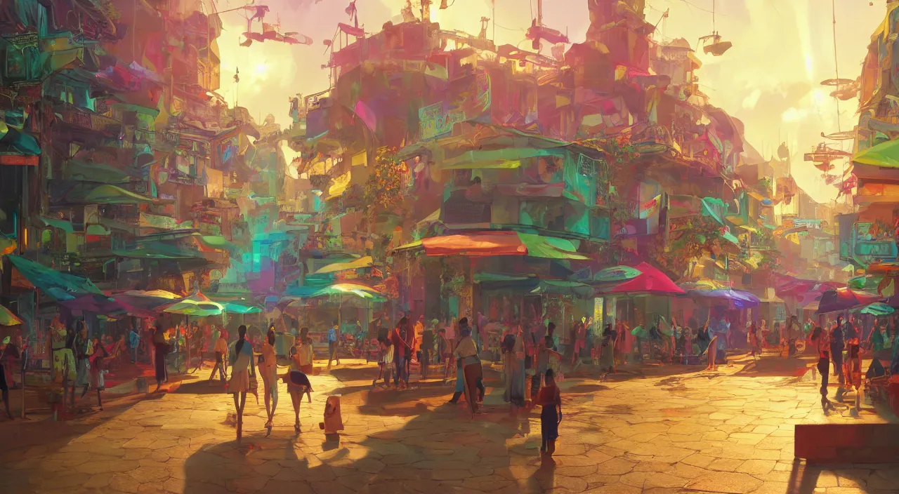 Image similar to bazaar zouk oriantal multicolorful sky shine place mosquet painting stylized digital video game icon global illumination ray tracing 8 k hd resolution, by ilya kuvshinov and cushart krentz and gilleard james