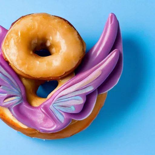 Image similar to donut with wings, light blue background