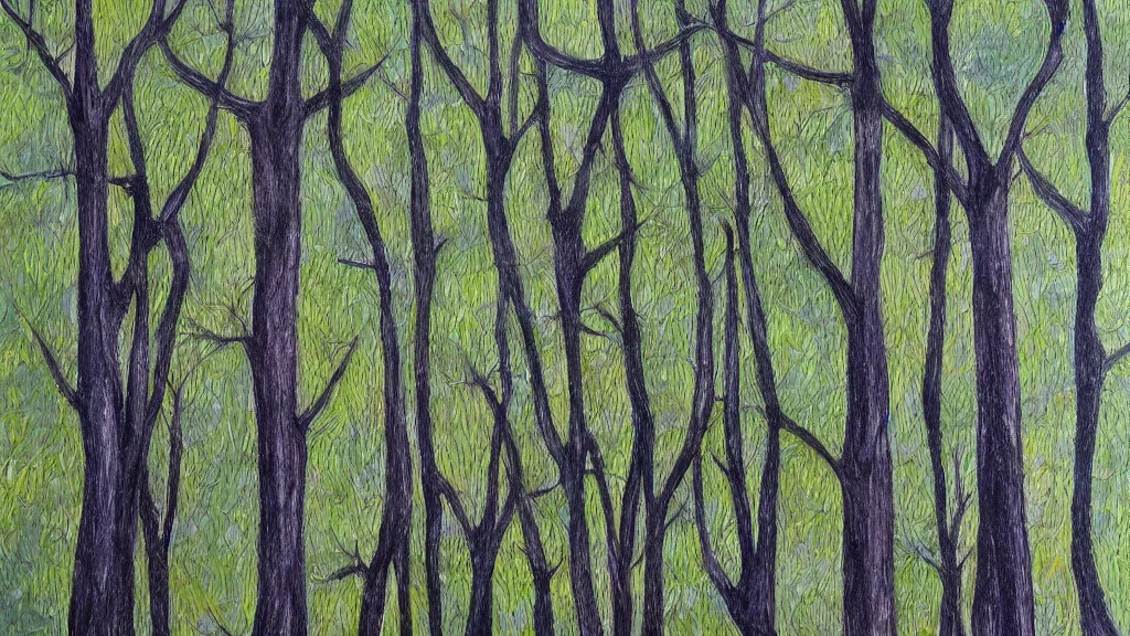 Prompt: trees in forest flat 2 d art atey ghalian