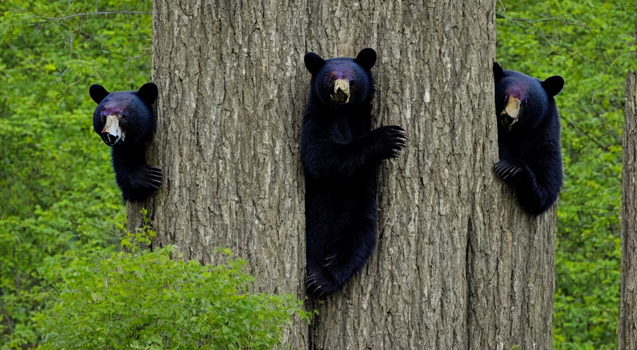 Image similar to a black bear sticks its head out the window