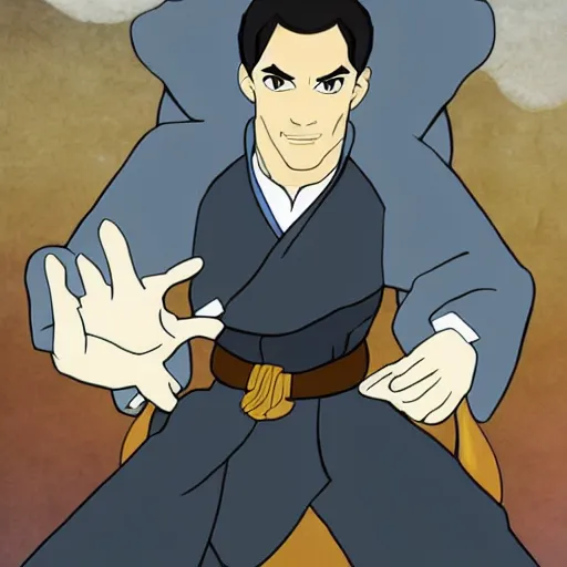 Prompt: Sherlock Holmes in Avatar: the last airbender, designed by Bryan Konietzko