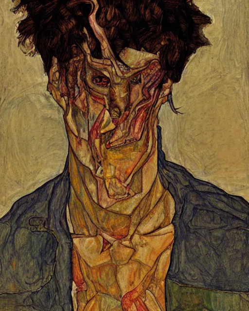 Prompt: portrait of a monster by egon schiele in the style of greg rutkowski