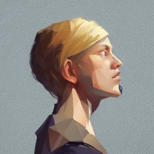 Image similar to Beautiful girl with blond hair profile picture by Greg Rutkowski, asymmetrical, Organic Painting , Matte Painting, geometric shapes, hard edges, street art, trending on the artstation:2 by Sachin Teng:4