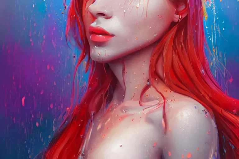 Prompt: a portrait of witch melting in water, rainy background, bright art masterpiece artstation. 8 k, sharp high quality artwork in style of jose daniel cabrera pena, concept art by tooth wu, fanart