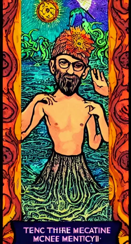 Image similar to Terence McKenna tarot card