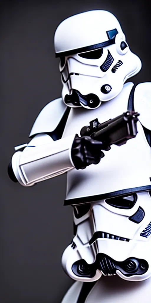 Prompt: Realistic fashion photoshoot of a Stormtrooper, commercial, studio lighting, 50 mm lens, flash photography, 8K, highly detailed, leica, medium format