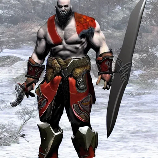 Prompt: kratos from god of war in halo spartan armor