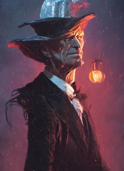 Prompt: A fancy portrait of a time lord by Greg Rutkowski, Sung Choi, Mitchell Mohrhauser, Maciej Kuciara, Johnson Ting, Maxim Verehin, Peter Konig, Bloodborne, 8k photorealistic, cinematic lighting, HD, high details, dramatic, atmospheric , trending on artstation