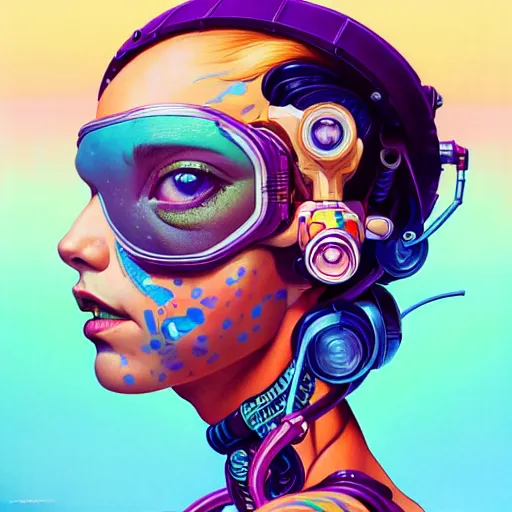 Image similar to high quality high detail portrait of a diesel punk jinx in an alien world, tristan eaton, victo ngai, artgerm, rhads, ross draws, hyperrealism, intricate detailed, alphonse mucha, 8 k, sci - fi, pastel colors, artstation,