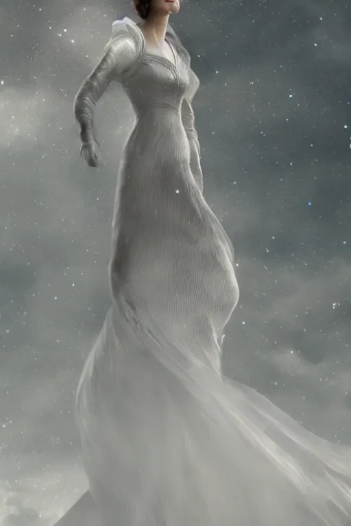 Prompt: Elegant Beautiful dress Inspired by Interstellar with a Beautiful atmospheric background by Carlos Paboudjian. Ultra HD, Realistic. Octane Render, V-Ray. Hyper realism. Ultra Detailed. Sharp. 50mm, f/1.8