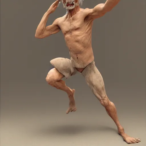 Prompt: old man dancer, full body, hyper realistic, photoreal render, octane render, trending on artstation