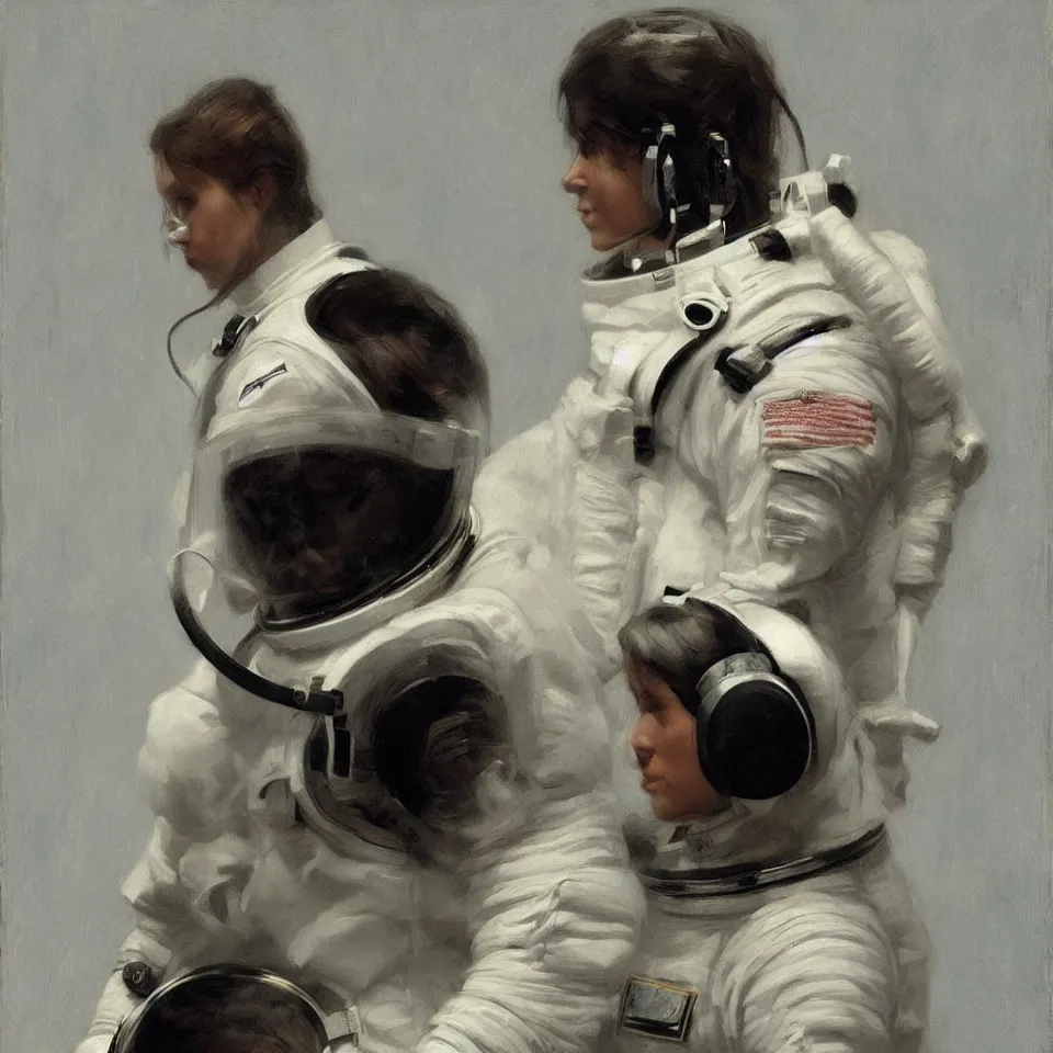 Image similar to astronaut wearing a headphone, beautiful, cinematic, art by jeremy lipking