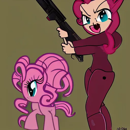 Image similar to Pinkie Pie as the Doomslayer